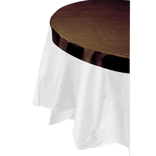 Exquisite 12-Pack Premium Plastic Tablecloth Pack of 12 Premium Plastic Tablecloth 84 Inch Round Table Cover - Clear