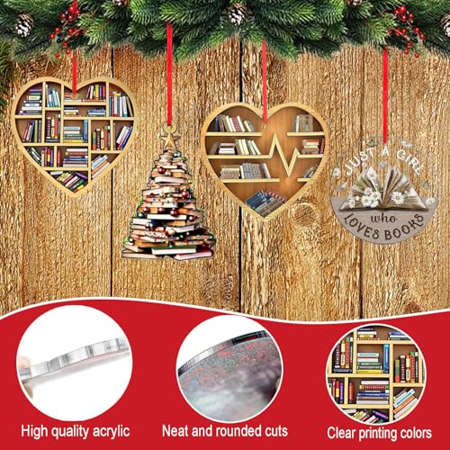 BVKCZ Love Book-a Book Lovers Christmas Ornament 2024 – Bookworm Gift for Teachers & Book Club