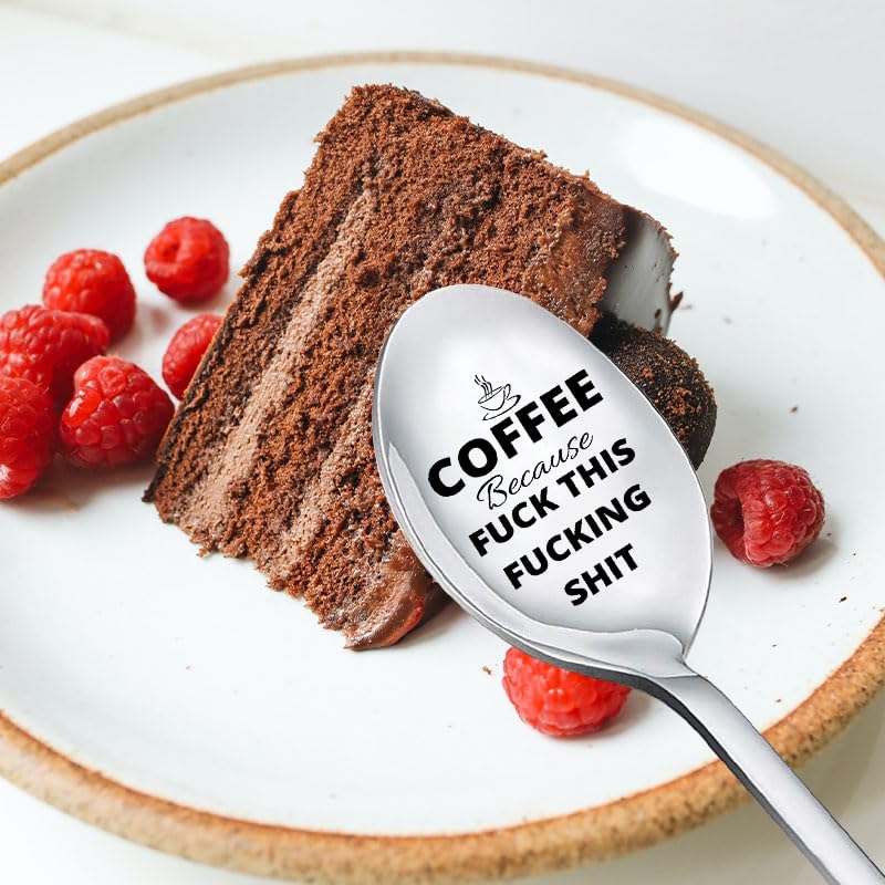Funny Coffee Spoon Gift for Best Friend - Encouragement Spoon for Women Men - 19.5cm Stainless Steel