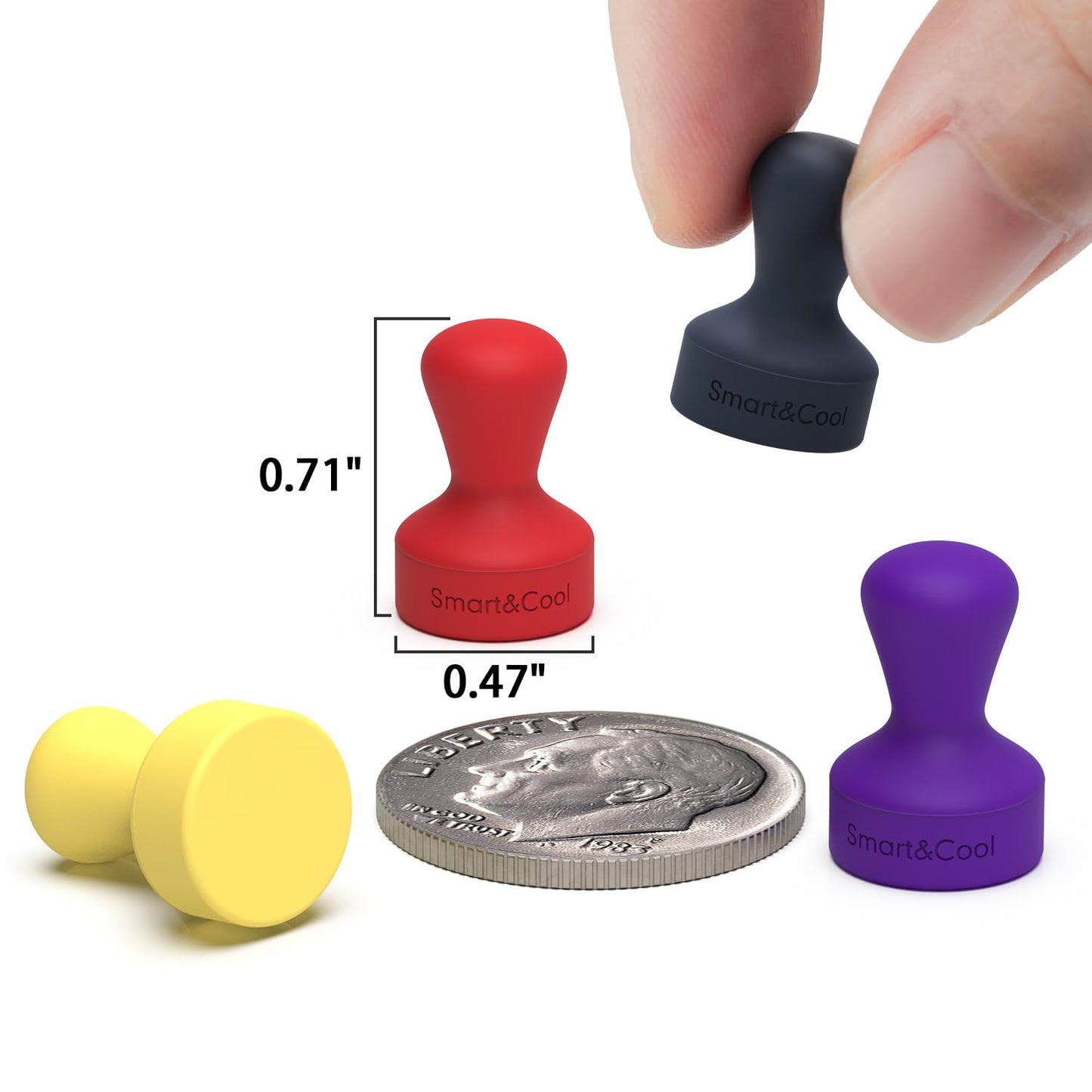 SMART&COOL Silicone Anti Scratch Push Pin Refrigerator Magnets, Thumbtack Magnets for Fridge, Dry Erase Board, Whiteboard, Office, Classroom, School (20 Pack, Multi)