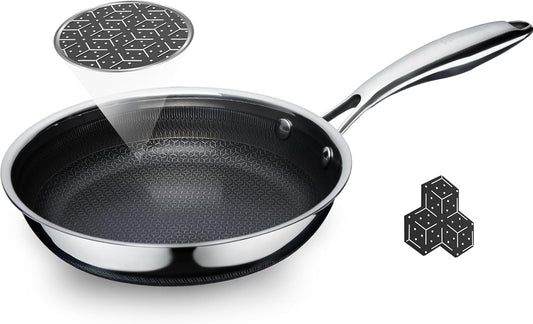 SAKAMOSH 8" Non-Stick Frying Pan - Hybrid Ceramic Stainless Steel Skillet with Stay-Cool Handle | Dishwasher & Oven Safe
