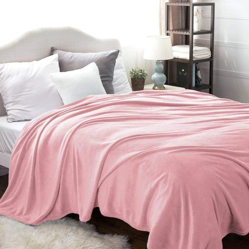 Bedsure GentleSoft Fleece Blanket - Cozy Pink Queen Size Plush Throw, Lightweight Microfiber 90x90 Inches
