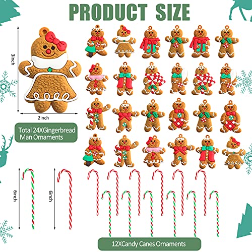 Zhanmai Cute Style Gingerbread Man Christmas Ornaments Set, 36 Pcs Holiday Decor