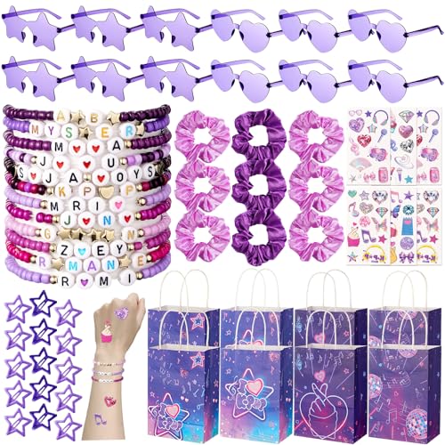 Kpop Party Favors Set - Girl Friendship Gifts with Tattoos, Bracelets, Hair Clips & Glasses