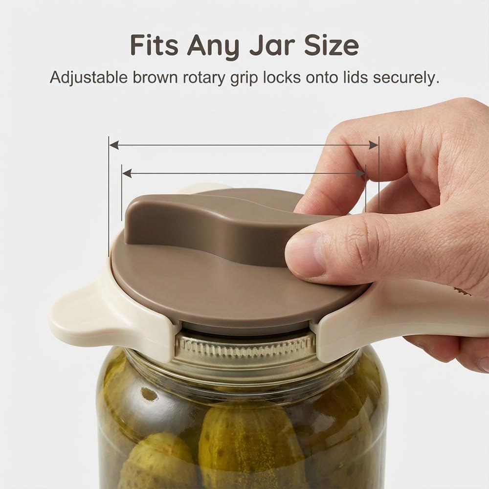Skiennix 4-in-1 Multi-Purpose Jar Opener - Adjustable Stainless Steel Lid Remover for Seniors & Arthritis Relief | Non-Slip Design