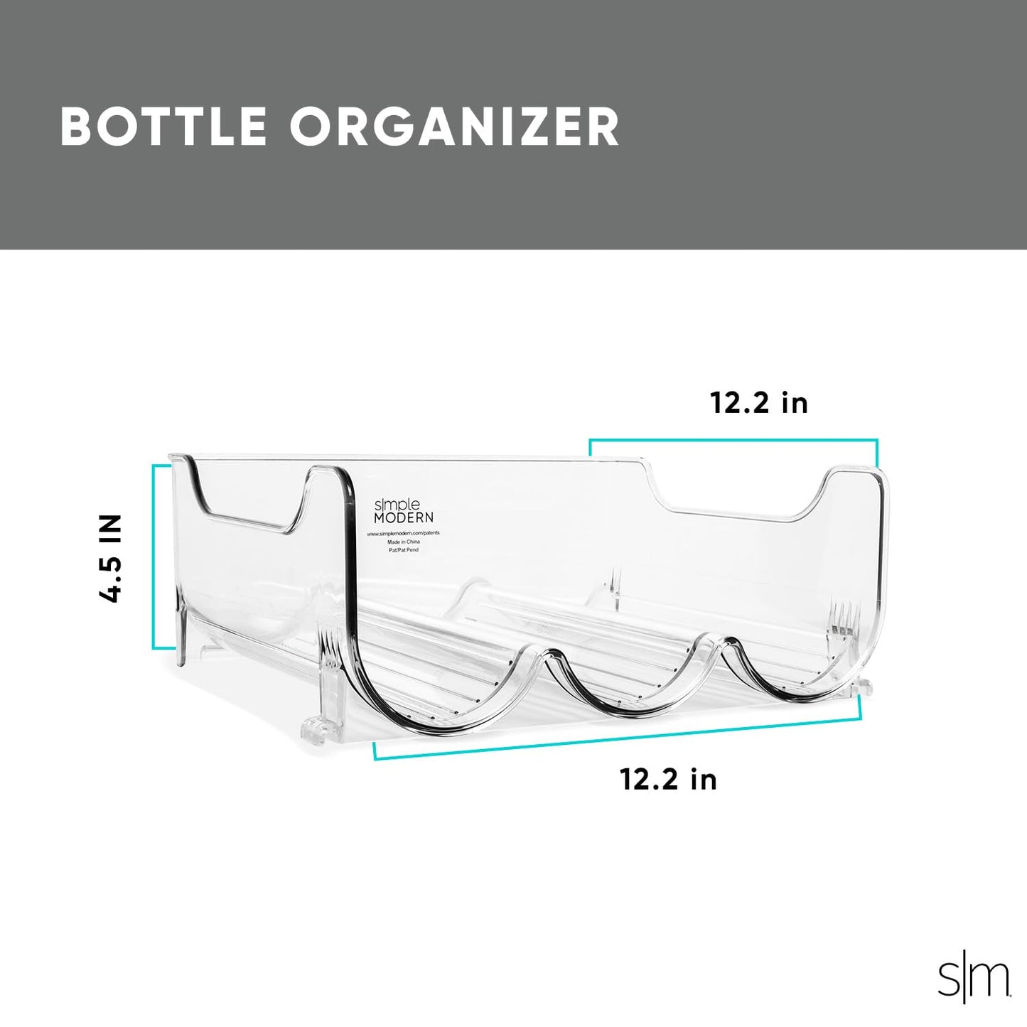 Simple Modern Water Bottle Organizer for Cabinet | Stackable Storage Plastic Organizer Rack for Bottles and Tumbler | Organization Shelf for Pantry, Kitchen, Refrigerator, Countertop | 2 Pack