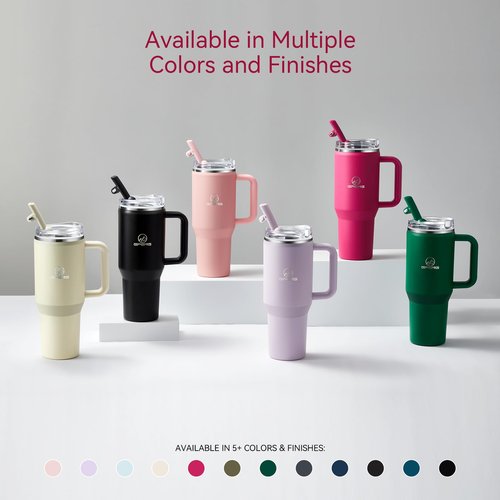 Gpeng 30 oz Tumbler with Handle, Water Bottles with Straw Lid, Insulated Stainless Steel Travel Mug Cup Holder Friendly, Keep Drinks Cold or Hot for Hours