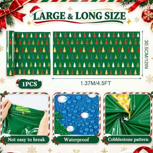 Tegeme 100 ft x 54 in Christmas Tablecloth Roll with Xmas Tree Pattern (Xmas Tree / 14 x 3.2 in) - Disposable PE Party Cover