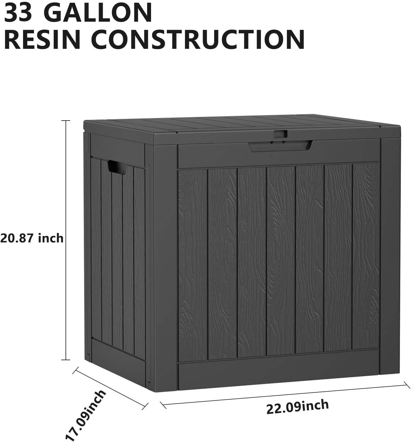 Regine Switzerland 33 Gallon Outdoor Deck Box - Lockable Waterproof Storage for Garden Tools & Cushions | Black