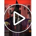 Wicked Halloween Hanging Witch Decoration - Light-Up Talking Ghost with Sound Activation, 72 Inches Purple Outdoor & Indoor Haunted House Prop