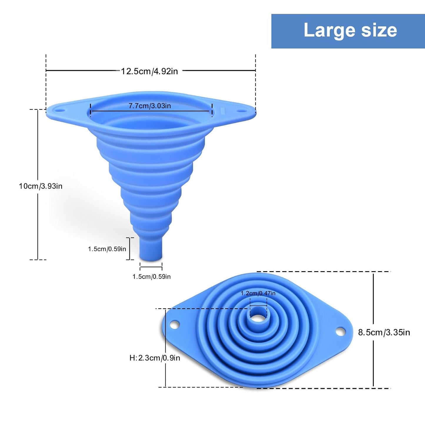 Skiennix Kitchen Funnel Set of 3 - Versatile Silicone Funnels for Easy Liquid Transfer | Small & Large Sizes