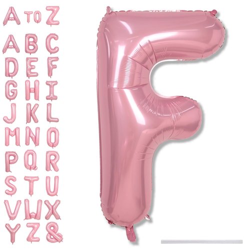 Giant Alphabet F Foil Letter Balloon, Pastel Pink Inflatable Word Balloons F Letter Birthday Decor, 40 Inch Baby Pink A-Z Custom Alphabet Balloons for Girls Baby Shower Party Decoration Supplies