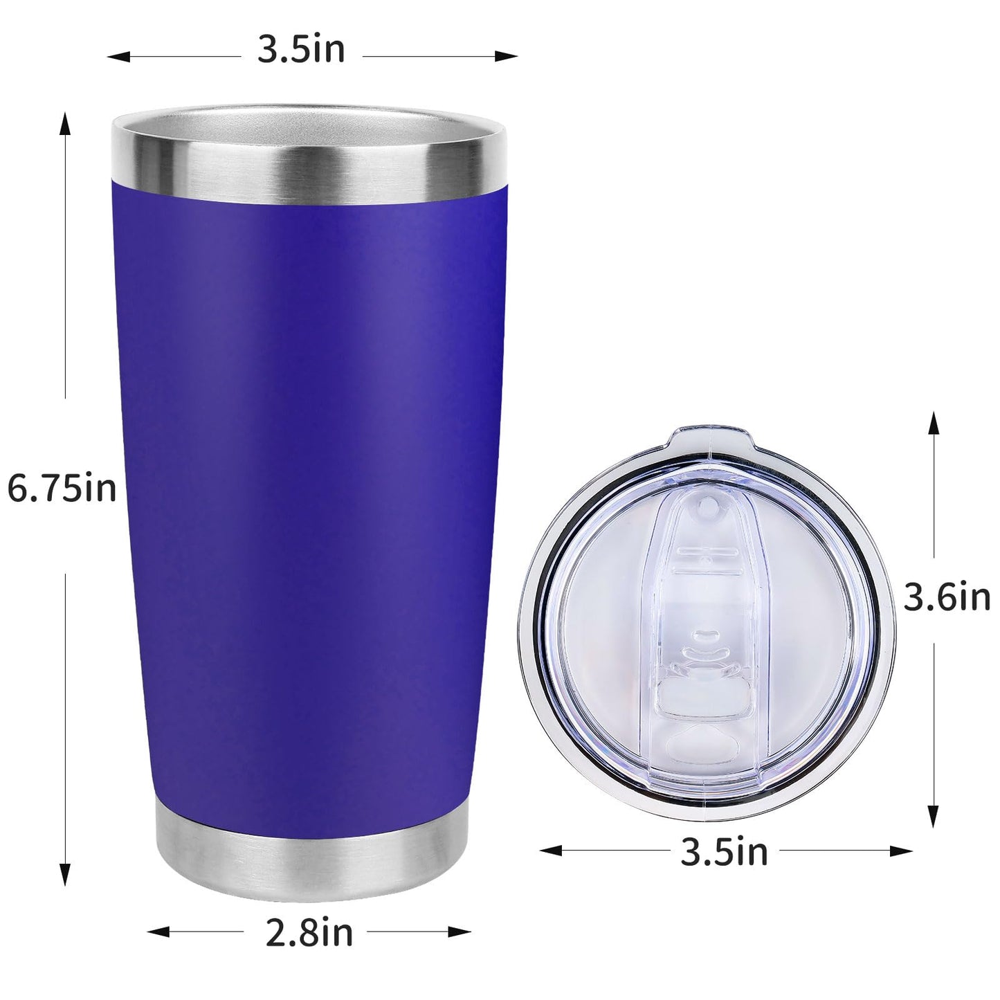 Zynkify 20oz Stainless Steel Tumbler with Lid, Travel Mug - Double Wall Vacuum Powder Coated Cup - Dark Blue, 1 Pack