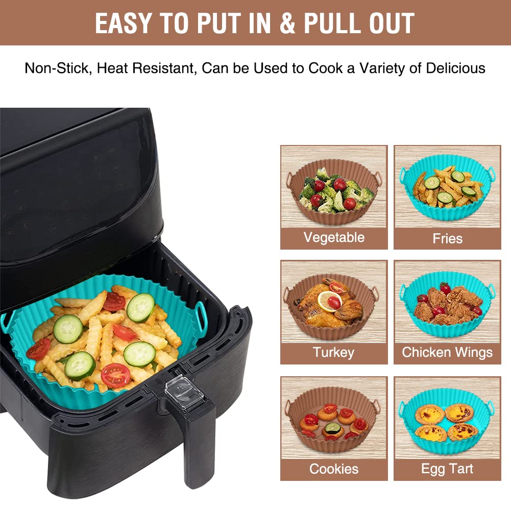 Air Fryer Silicone Liners for Ninja Air Fryer AF101 4 QT AF150 AF161 5.5 QT MAX XL, for COSORI/Gourmia/PowerXL/InstantPot/Philips 4QT and Most 3 to 5 QT Airfryers, Better than Parchment Paper Liners