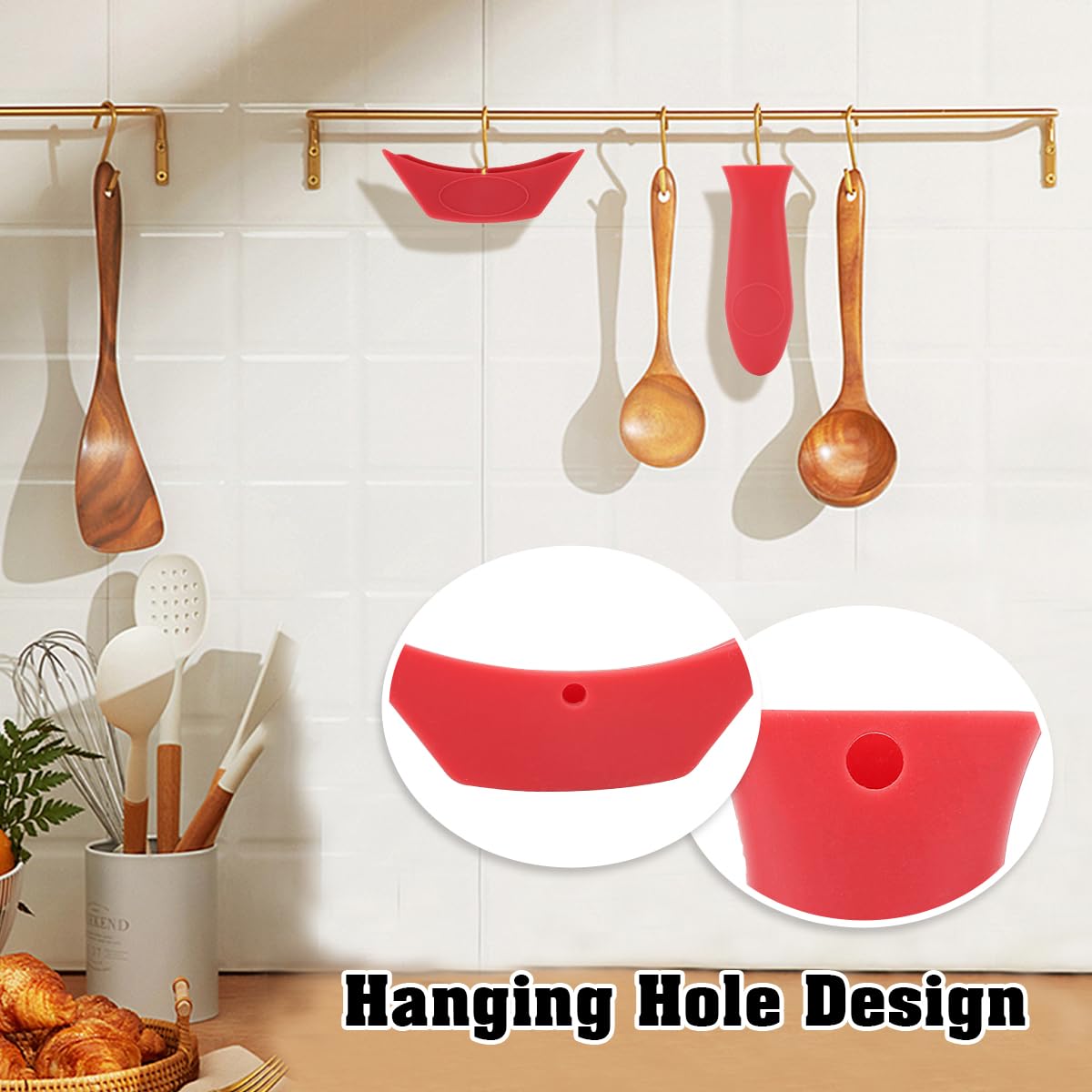 Cast Iron Handle Cover Silicone Pot Holders 2PCS Cast Iron Skillet Handles Cover Heat Resistant Silicone Hot Handle Holder Cast Irons Handless Sleeve for Frying Pan Cast Irons Skillet Griddle Cookware