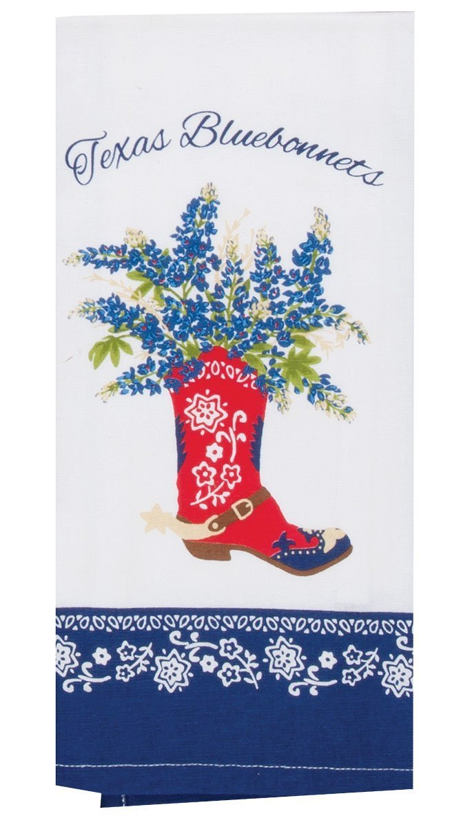 Kay Dee Designs Home Sweet Texas Bluebonnets Tea Towel and Cotton Terry Dishtowel (2 Item Bundle)