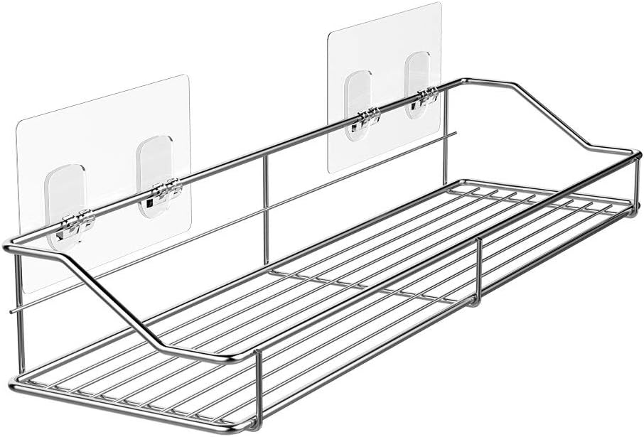 Orimade Bathroom Shelf Organizer - No-Drill Shower Caddy with Traceless Adhesive | 15.75 Inch Silver SUS304 Stainless Steel