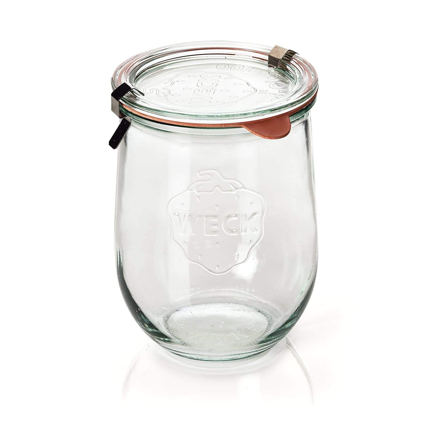 Weck Tulip Jars - 35.9 fl. oz (1 Liter) Glass Jars for Sourdough Starter - Wide Mouth With Glass Lid - Suitable for Canning and Storage - 4 Pack