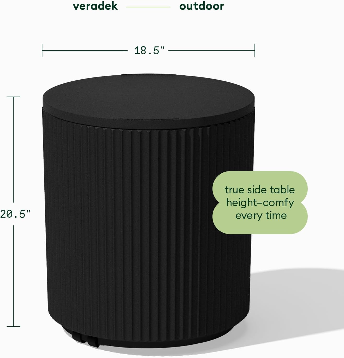 Veradek Outdoor Cooler Side Table - 2-in-1 Design, Stylish Black Finish, 21 Inch