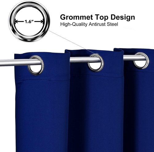 ChrisDowa Grommet Blackout Curtains - Thermal Insulated Room Darkening Panels, Royal Blue, 52W x 72L