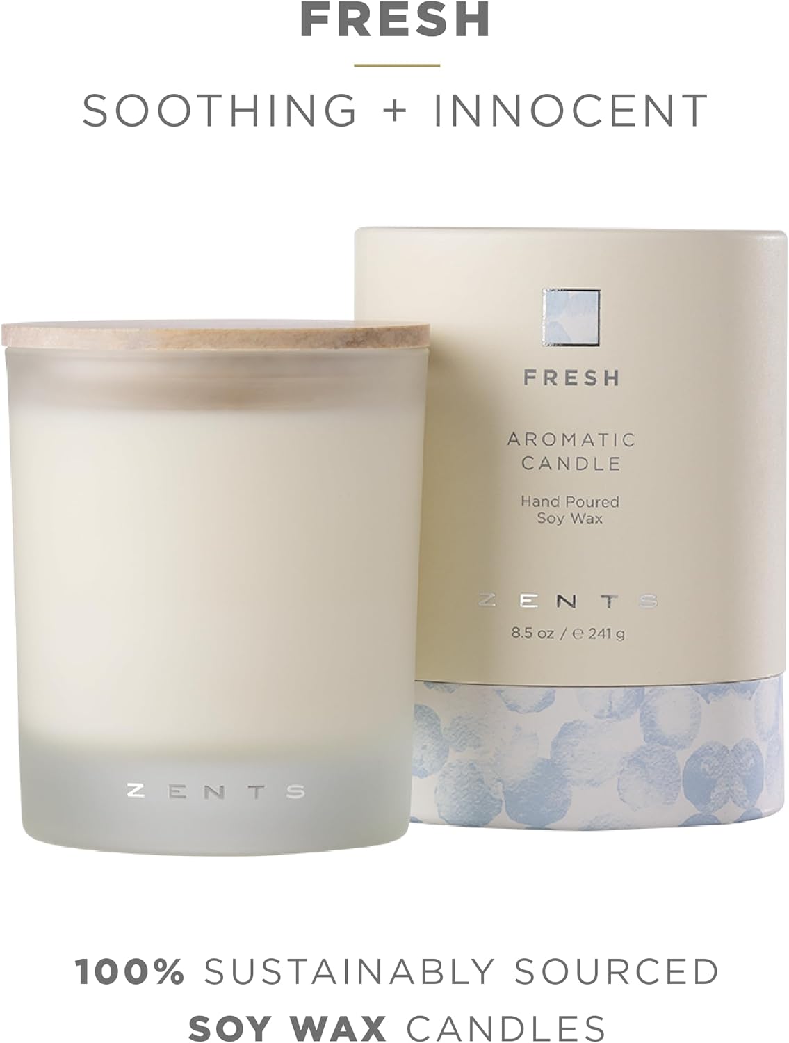 Zents Scented Soy Wax Candle (Earth - Sandalwood & Fir Needle), Large Jar Single Wick, Uplifting Home Decor Accent, 8.5 oz