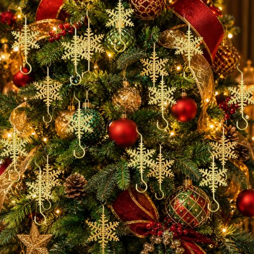 20 PCS Christmas Ornament Hooks, Gold Hooks for Trees