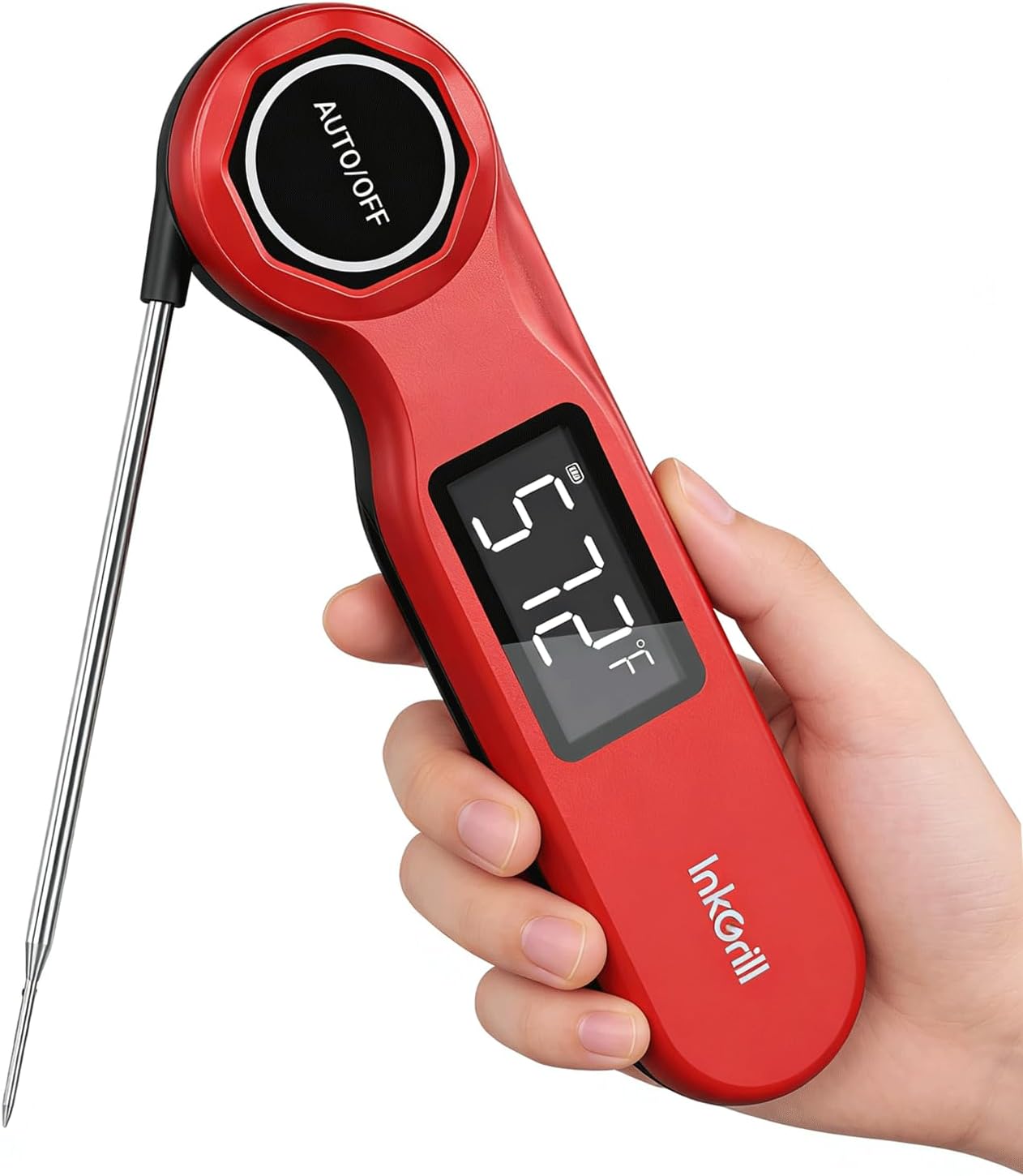 Skiennix Instant Read Meat Thermometer - Rechargeable Digital Cooking Thermometer with Waterproof Design | 1.42" Screen