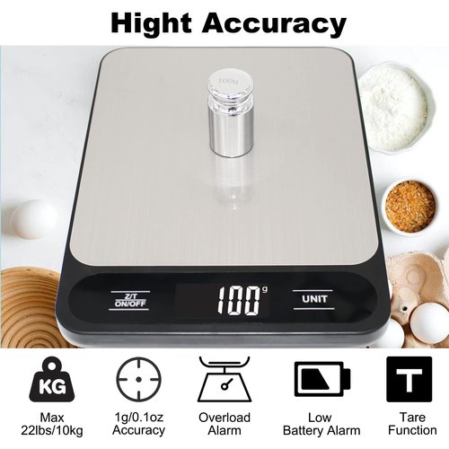 JOEAA Food Kitchen Scale, 10kg 22lb Digital Grams and Ounces for Weight Loss