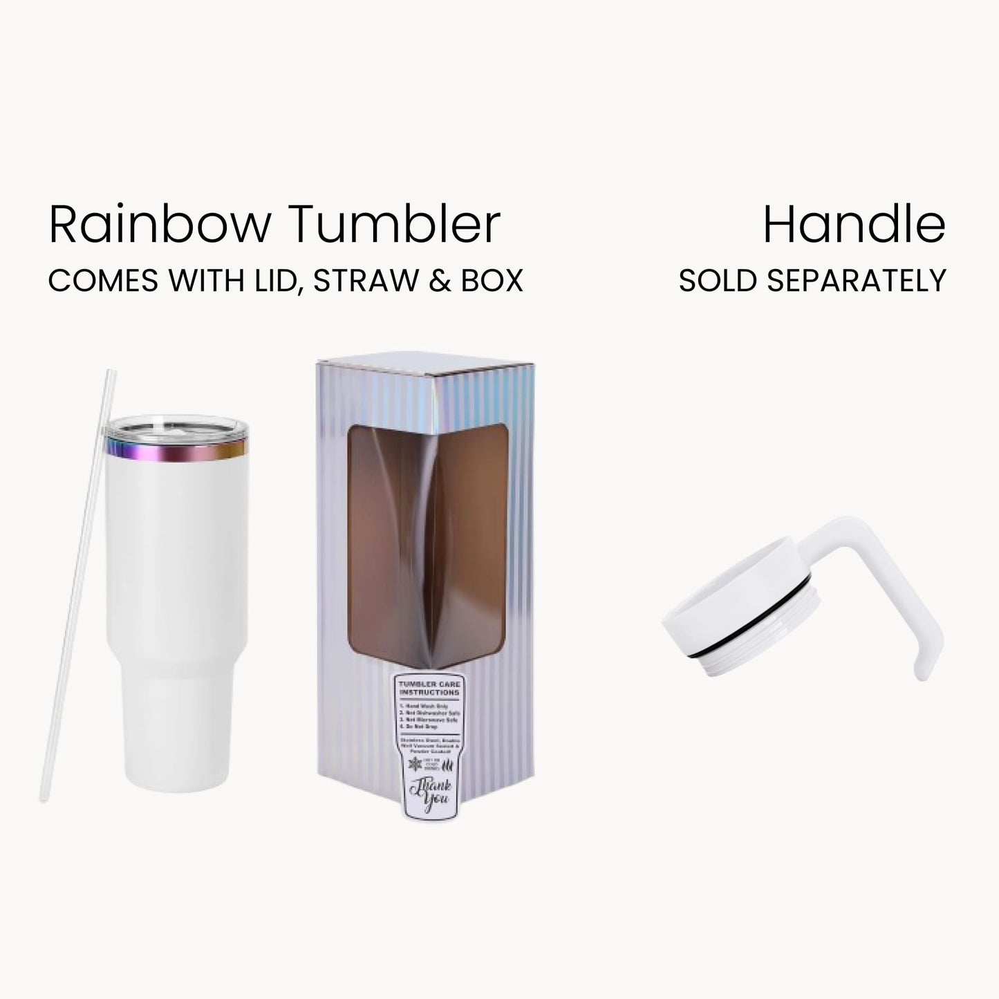 makerflo 40 oz Rainbow Plated White Powder Coated Tumbler with Lid and Straw, Handle Sold Separately, Ideal for Craft and Personalization (Laser Engraving, UV DTF, Epoxy, and Vinyl) – Pack of 25