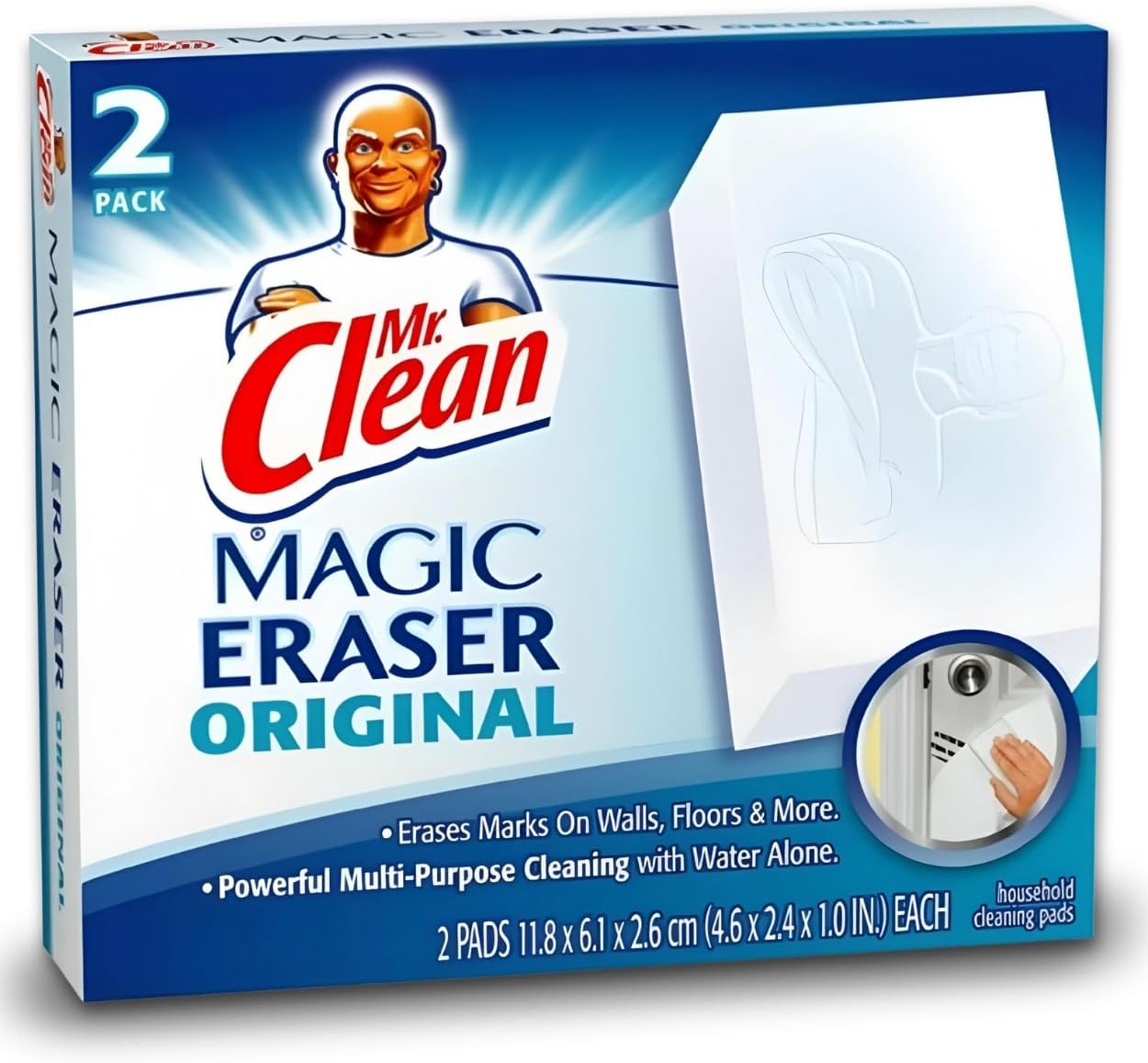 Mr Clean Magic Eraser - Erase Stains & Scuff Marks | Original 2 Count Pack