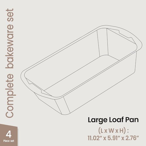 BAKKENMASTER Swiss Loaf Pan Set | 4-Piece Nonstick Carbon Steel Bakeware for Perfect Bread & Cakes