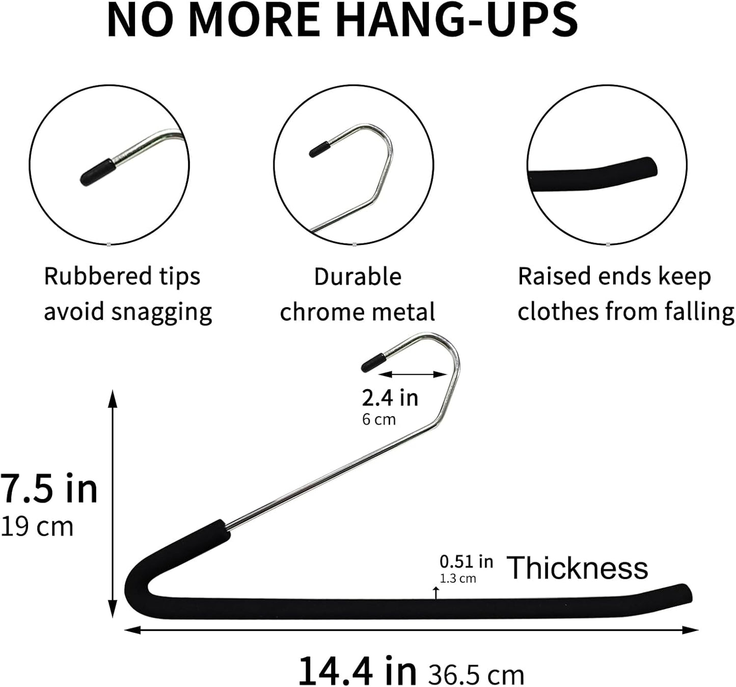 SLMT Heavy Duty Metal Pants Hangers - Open Ended Design, Non-Slip Sponge Padded | 10 Pack for Jeans & Trousers
