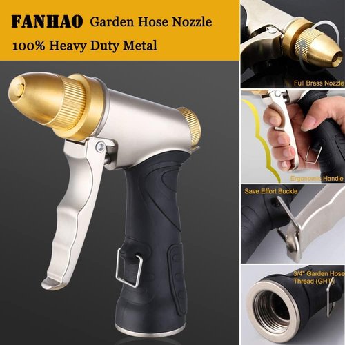 FANHAO Heavy Duty Metal Garden Hose Nozzle - Durable & Adjustable | Perfect for All Watering Needs