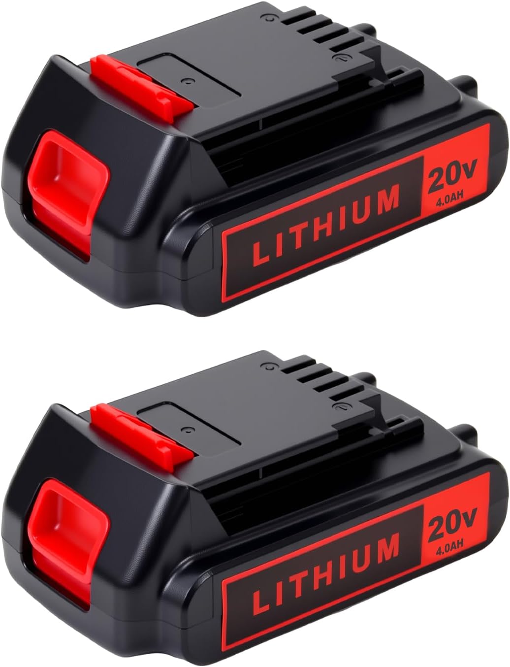 Black and Decker 20V 4.0Ah Lithium-Ion Battery - High-Capacity Replacement, 2-Pack, Compatible with LBXR20 & More