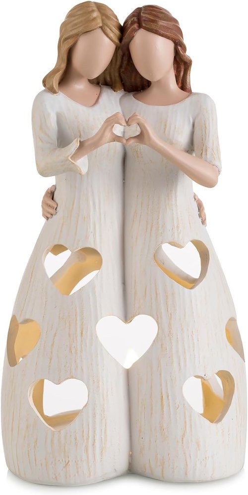 Candeldo Sister Candle Holder Figurine - Unique Birthday Gift for Women | Meaningful Home Decor