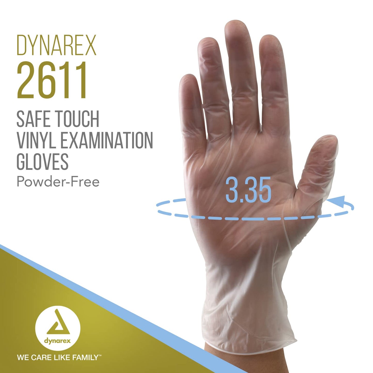 Dynarex Safe-Touch Vinyl Disposable Exam Gloves, Powder-Free, Food Safety and Compliance, Ambidextrous, Clear, Small, 1 Case - 10 Boxes of 100 Gloves