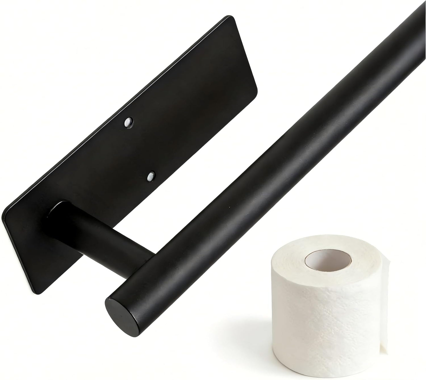 Skiennix Paper Towel Holder - No Drilling, Self-Adhesive Wall Mount for Kitchen - 304 Stainless Steel (Black)