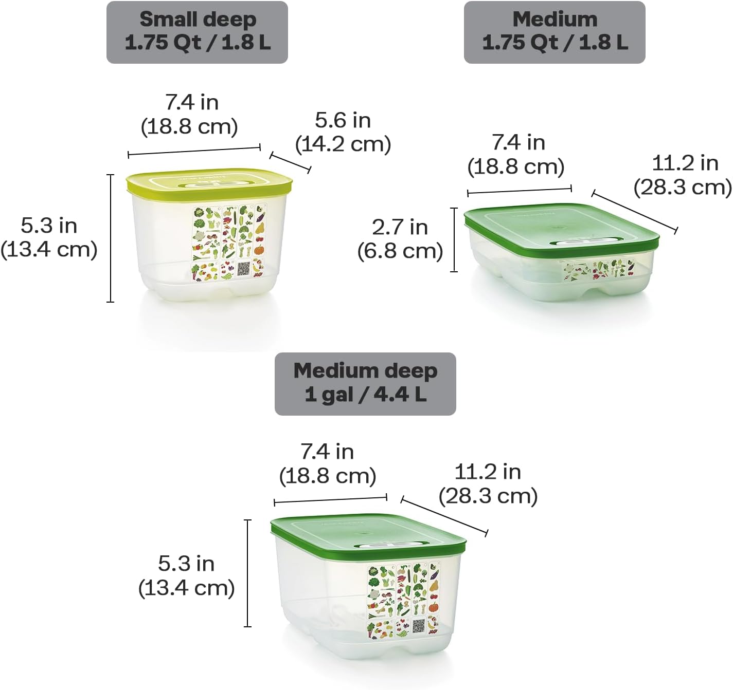 Tupperware Fridgesmart Food Storage Container Set - 4 BPA-Free & Dishwasher Safe Containers with Lids