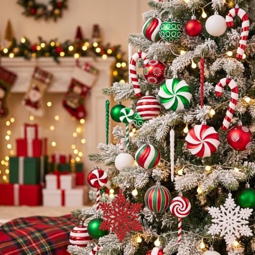 Valery Madelyn 108ct Christmas Ornaments Set - Candy Red & Green Medium