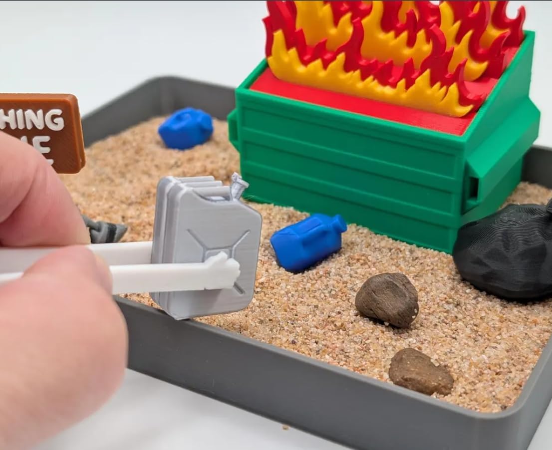 Zen Garden - Dumpster Fire Design for Stress Relief | Perfect Desk Decor