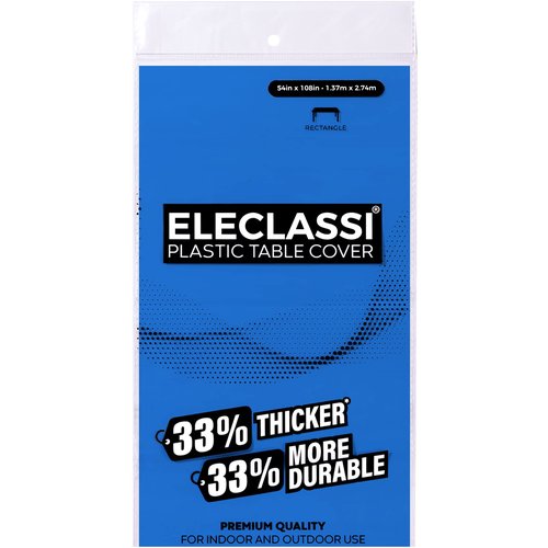 Eleclassi Royal Blue 12 Pack Premium Disposable Plastic Tablecloth 54 x 108 Inch - Waterproof Disposable Tablecloth for Rectangle Tables Up to 8 Feet in Length - Plastic Table Cloth Disposable
