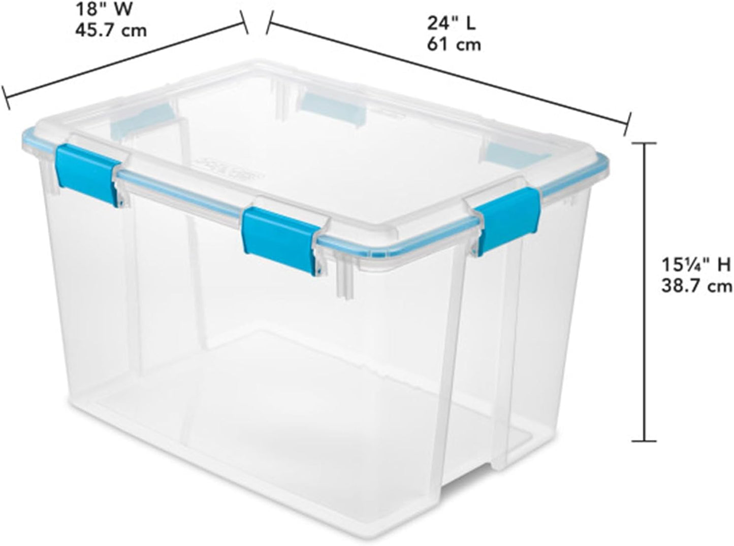 Sterilite 4-Pack Gasket Box | Weather-Resistant 80 Quart Storage Bins with Latching Lids - Heavy-Duty Organizers for Home and Office