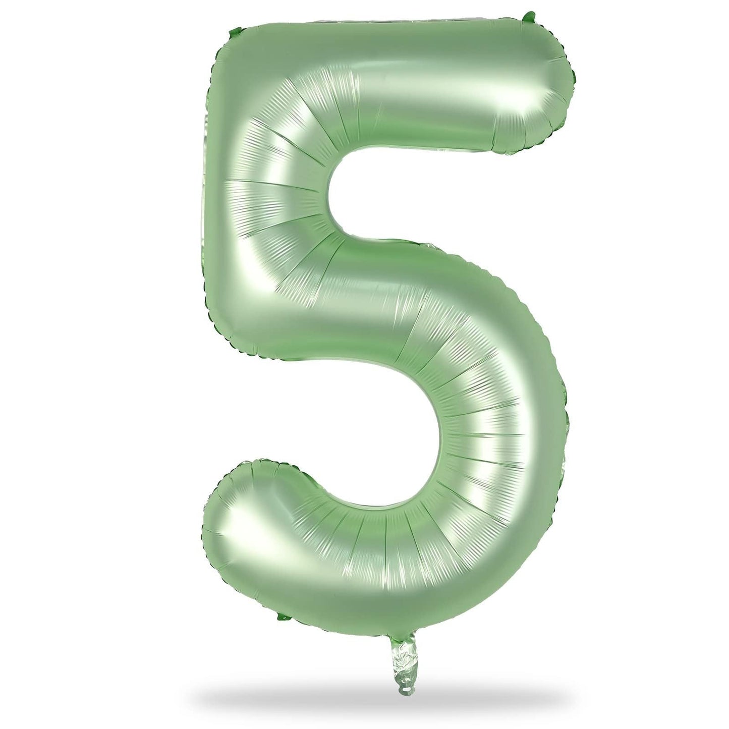 Sage Green 5 Balloons, 40" Giant Helium Foil Number 0-9 Olive Green Birthday Balloon for Boys Girls, Self Inflating Digit 5 Balloons for Women Men Anniversary Jungle Safari Party Decorations Supplies