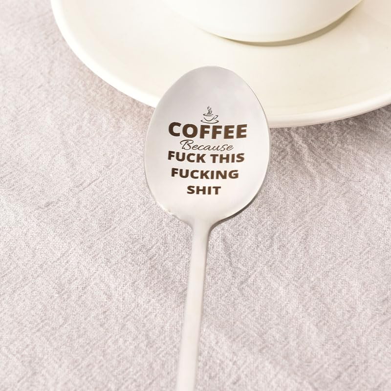 Funny Coffee Spoon Gift for Best Friend - Encouragement Spoon for Women Men - 19.5cm Stainless Steel