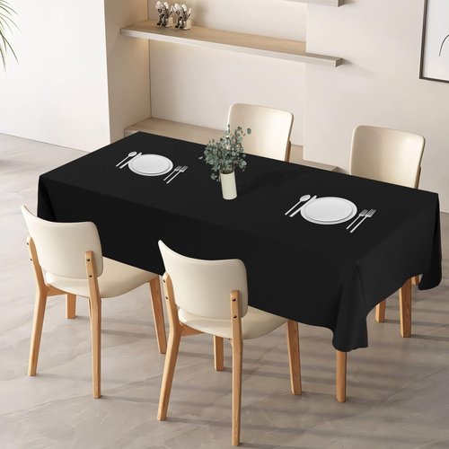 IVAPUPU 2 Pcs Black Table Cloth for Rectangle Table - 60 x 102 Inch Tablecloths Rectangular Cloths Waterproof Washable Wrinkle Resistant for 6 FT Tables Wedding Cocktail Party