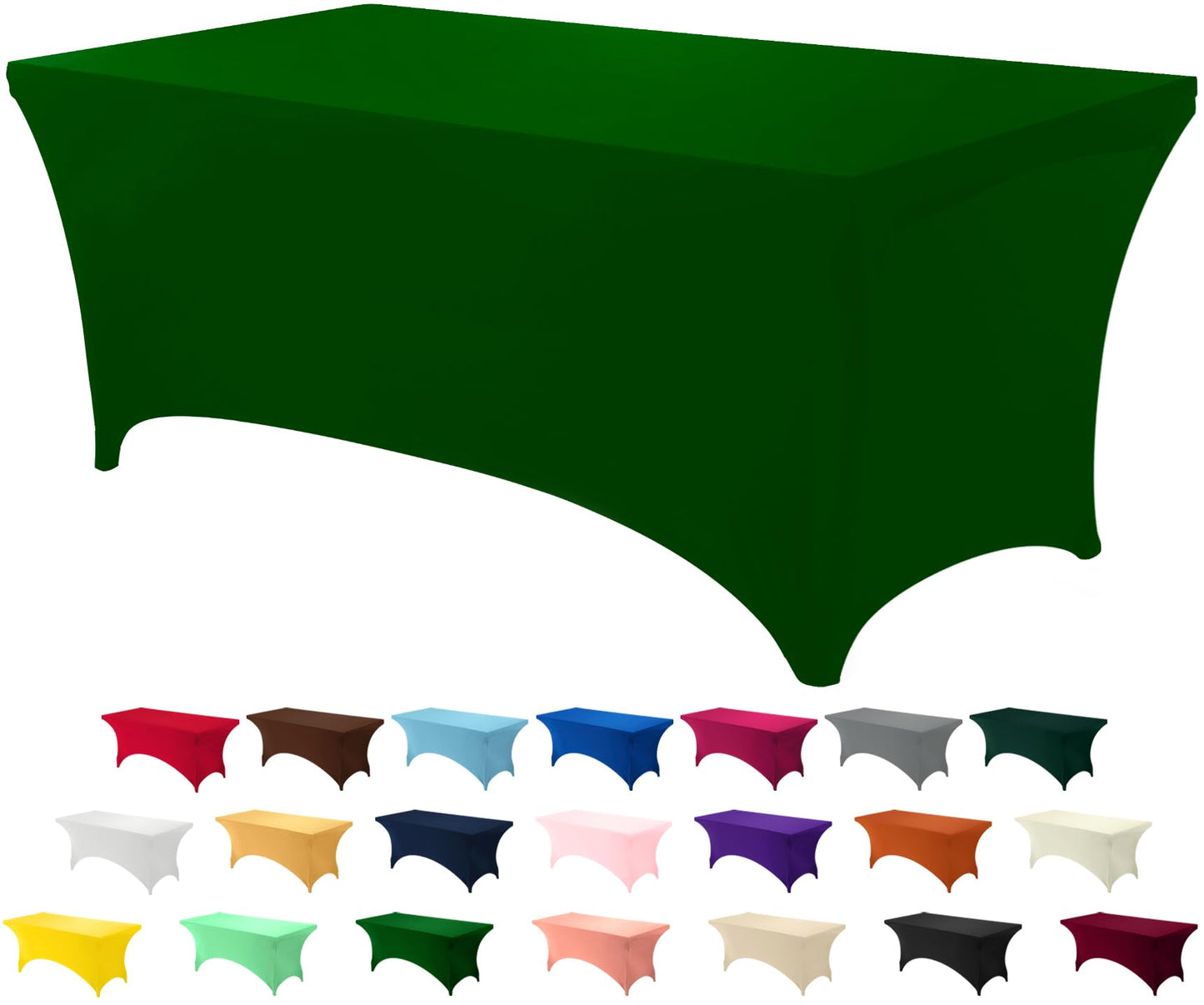 Utopia Kitchen Spandex Tablecloth 10 Pack [6FT, Emerald Green] Tight, Fitted, Washable and Wrinkle Resistant Stretch Table Cloth Rectangle Cover for Trade Show, Weddings & Parties [72Lx30Wx30H Inch]