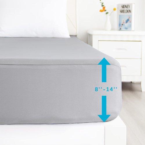 Biloban Twin Fitted Sheets - 2 Pack, Deep Pocket, Shrinkage & Stain Resistant, Easy Care, Grey