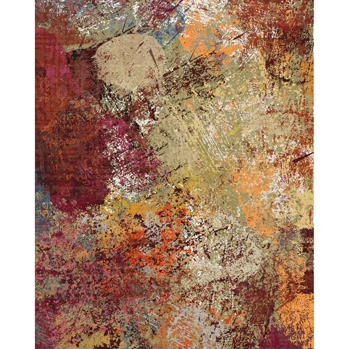Arbosofe 8x10 ft Modern Abstract Washable Rug with Non-Slip Backing for Living Room & Bedroom, Red & Orange