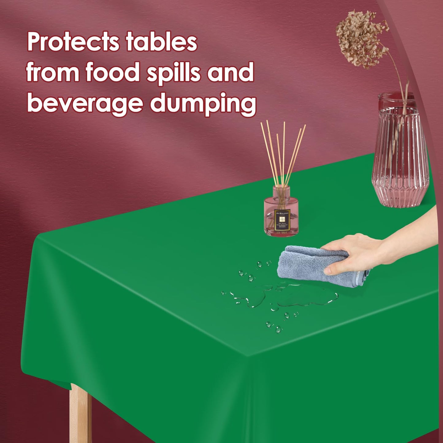 Xnluothsk Green 5 Pack 54 x 108 Inch Plastic Tablecloth Disposable Tablecloth for Rectangle Table, Party Plastic Table Cloth
