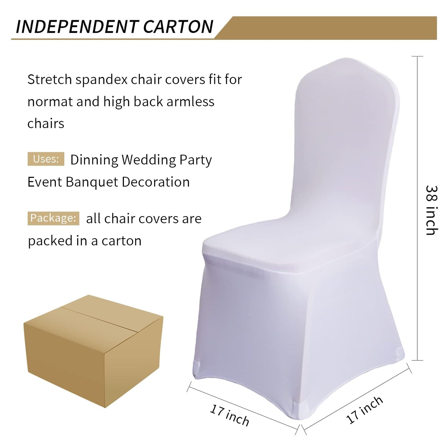 100 Pcs White Washable Removable Universal for Wedding Party Dining Banquet Polyester Spandex Stretch Slipcovers Chair Covers